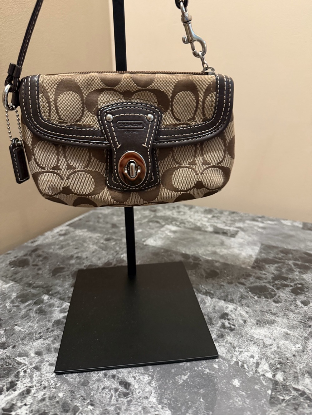 Vintage Y2K Coach Legacy Mini Turnlock Wristlet Bag.
